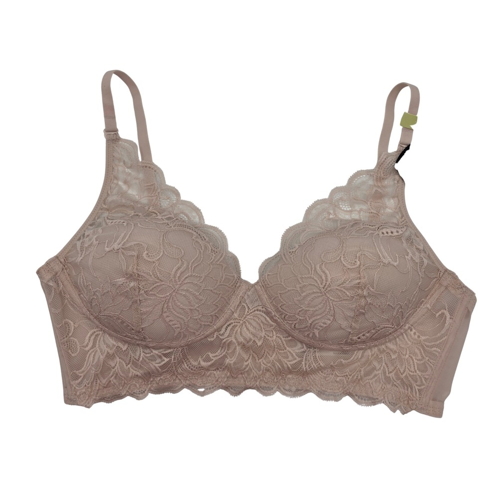 Maidenform 36B Wireless Lace Longline Bra Nude Blush NWT Full Coverage Comfort